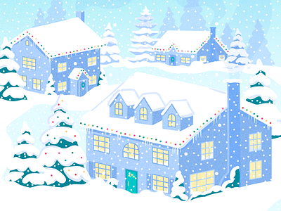 Let it snow! art christmas cozy design houses illustration illustrator neighborhood snow vector winter