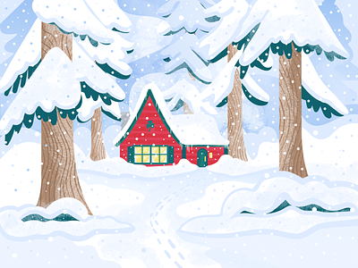 Stay Cozy art cabin christmas design forest illustration illustrator january snow texture trees vector winter