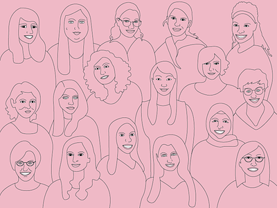 Women in Tech art design flat girl illustration line portrait tech vector women