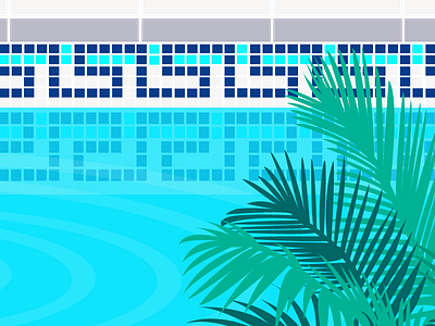 The pool art design flat illustration palm springs plant pool ripple summer tile tropical vector