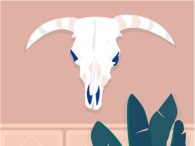 Bull Skull design graphic art illustration plant skull southwest tropical vector
