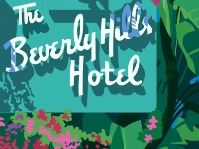 The Beverly Hills Hotel art beverly hills design flowers hotel illustration illustrator luxury palms tropical typography vector