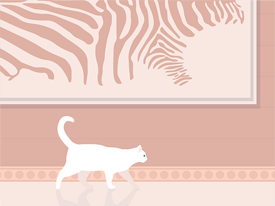 Kitty Cat animal art cat design floor frame illustration kitty vector vectorart walking wall zebra