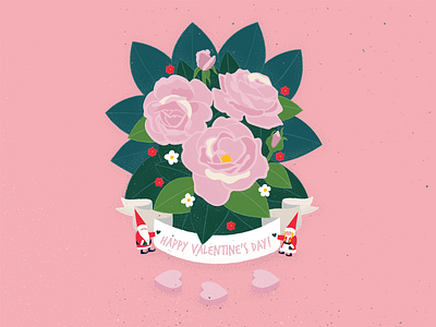Happy Valentine's Day! art design flowers gnomes hearts illustration roses texture valentinesday vector