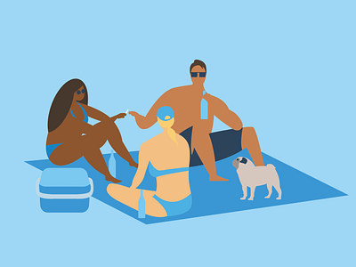 Beach Crew art design drinking flat friends illustration party picnic pug smoke smoking summer sun swimming tanning vector