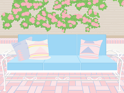 Patio Lounging art bricks couch desert design illustration illustrator patio plant porch sofa summer tropical vector