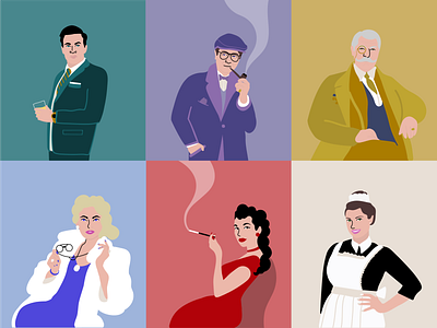 Clue Characters art board game character character illustration characterdesign clue design editorial illustration flat illustration vector