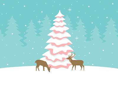 Christmas Spirit art christmas christmas card christmas design christmas spirit deer design forest forest animals illustration illustrator snow trees vector winter