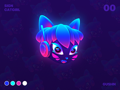 cat girl gradient photoshop