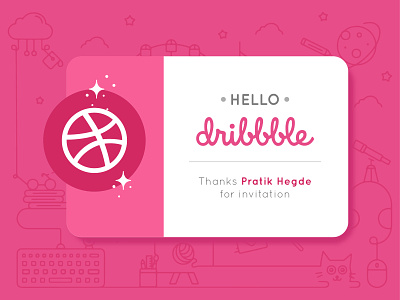 Dribbble First Shot design flat icon illustration typography vector