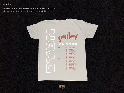 DYSN Spin The Globe Pt. 2 Tour 2018 T-Shirt (Back) apparel band dysn lettering logo merch music singer tour typography