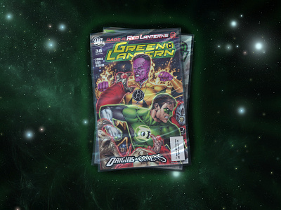 To infinity and beyond. bag book case comic gradient green hero lantern magazine plastic purple shadow space superhero