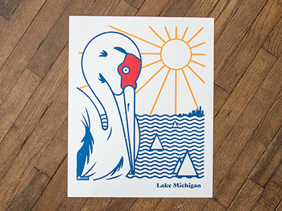 Lake Michigan Poster graphicdesign illustration monoline poster screenprint travelposter