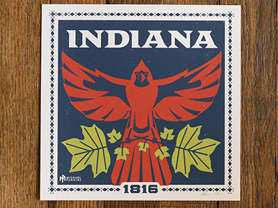 8x8 Indiana Screen Print artprint illustration indiana retro screenprint stamp
