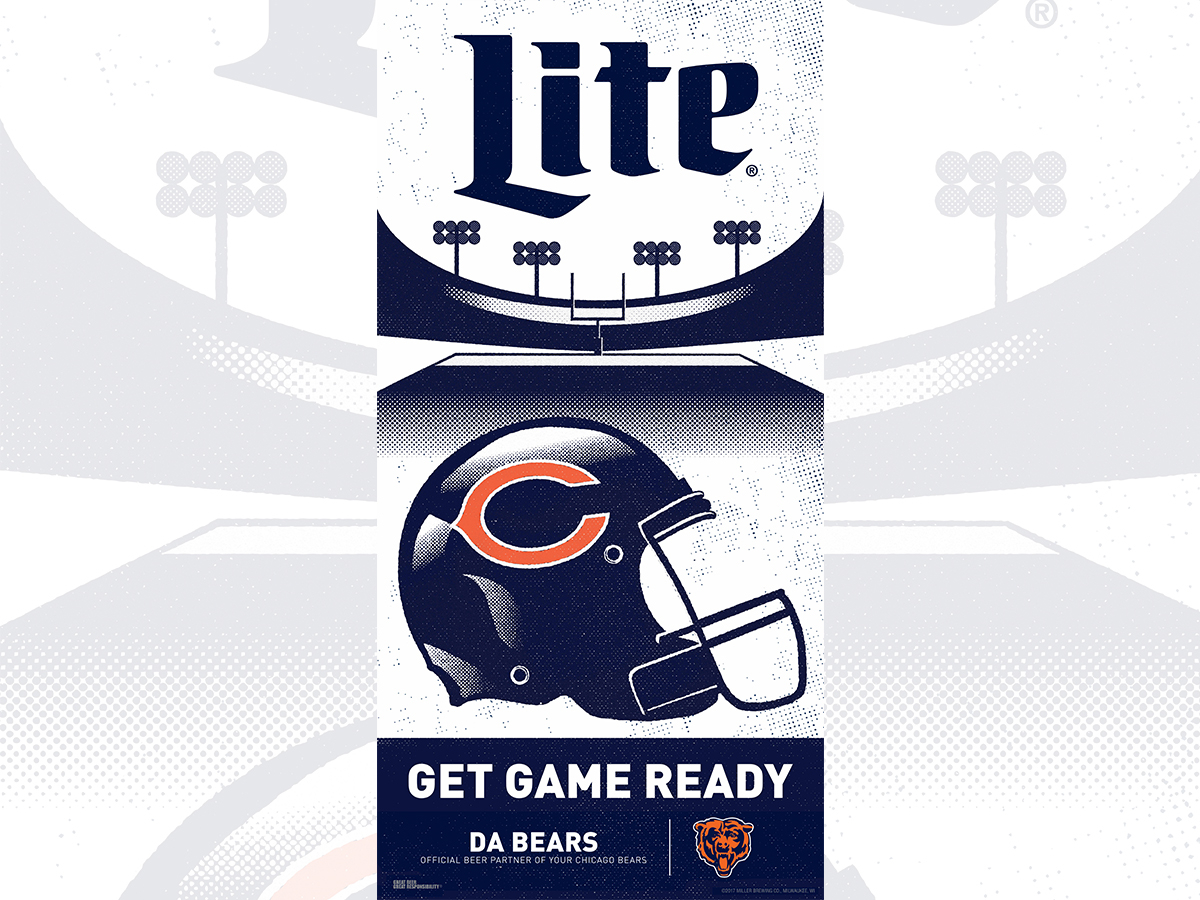 Miller Lite/Chicago Bears POP Illustration by Michael Pancini on