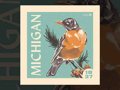 Michigan Stamp Illustration design graphicdesign illustration screenprint