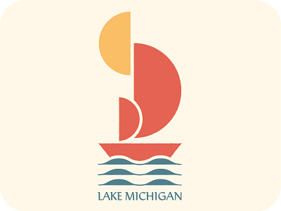 Lake Michigan Illustration graphicdesign icon illustration mid century midcentury midcenturymodern modernism mug design primary colors sticker design vector