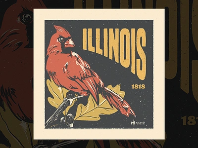 Illinois Stamp Illustration graphicdesign illustration screenprint stamp typography