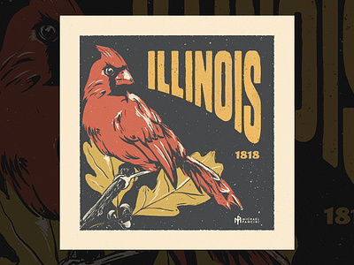 Illinois Stamp Illustration graphicdesign illustration screenprint stamp typography