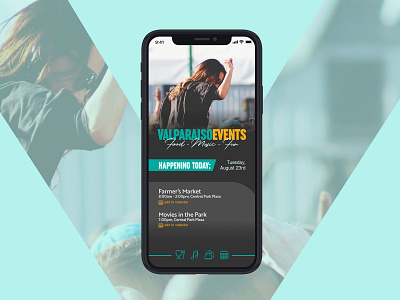 Valparaiso Events App Landing Screen app design graphicdesign typography ui ux