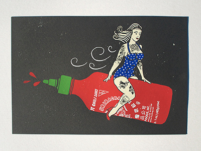 Fire Crotch illustration pinup poster screenprint sriracha tattoos