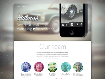 Oldtimer – Website – About about header hero oldtimer team web website