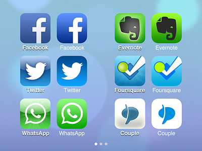iOS 6 > iOS 7 – App Icons app apple couple evernote facebook foursquare icon icons ios ios7 twitter whatsapp