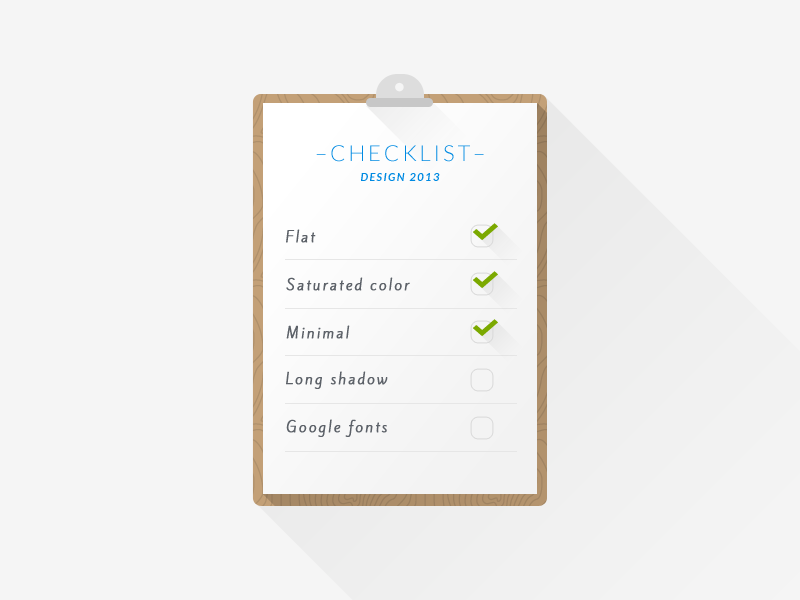 Checklist – Design 2013 flat ios7 minimal long shadow google fonts checklist check design 2013