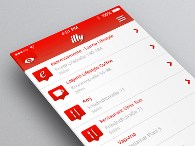 illy Locator – List app coffee concept illy ios7 list locate redesign