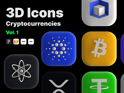 3D Icons - Cryptocurrency 3d app bitcoin crypto cryptocurrency icon icons iconset ios ui ux website