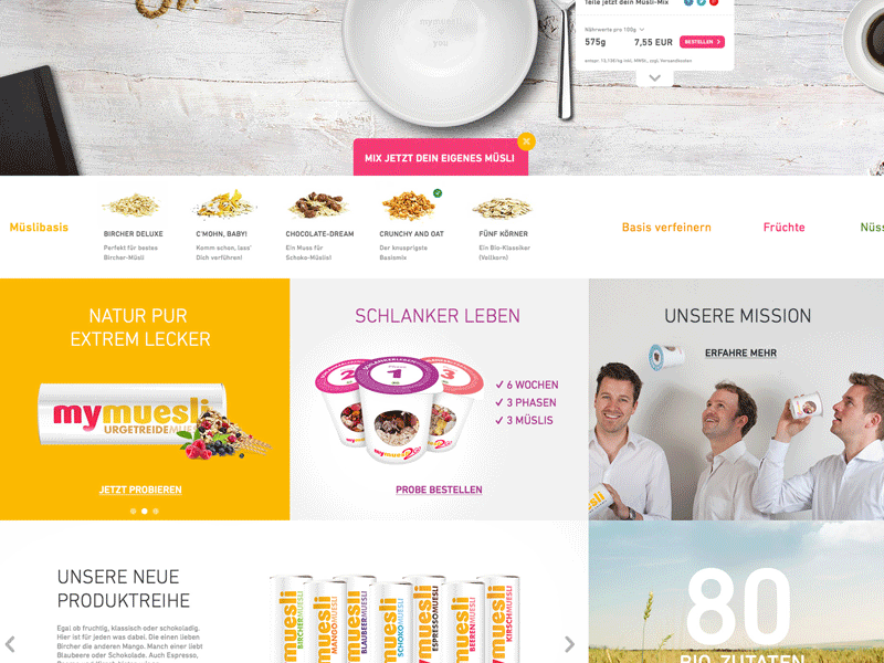 Quick Animation – mymuesli Website animation cereal cta food gif pitch redesign relaunch website