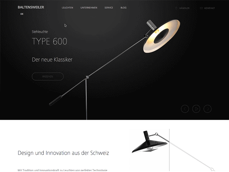 Baltensweiler – Animation 007 baltensweiler black design minimal relaunch responsive type typography website white