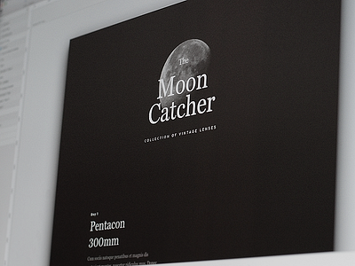 The Moon Catcher astro black camera collection lenses moon review serif typography vintage website
