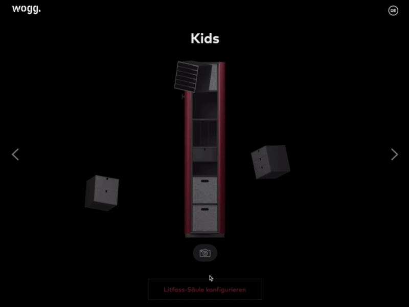 3D Configurator for WOGG dark ux ui design adaptive responsive furniture 3d configurator webgl