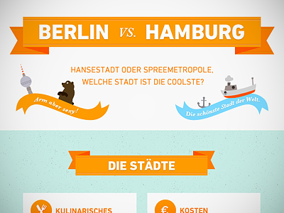 Infographic Berlin vs. Hamburg berlin hamburg header illustration info infographic ribbon
