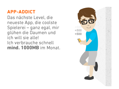 App-Addict – Infographic app addict character gamer geek illustration info infographic nerd people simyo