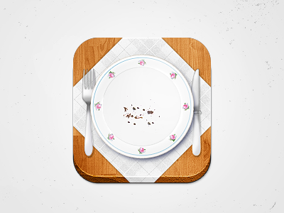 Food iOS Icon – Plate Floral Pattern