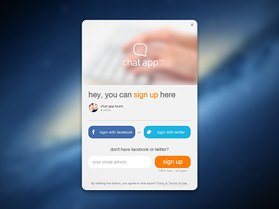 Chat App – Sign Up Form app chat form icon icons login logo sign in sign up speech speech baloon ui user interface ux