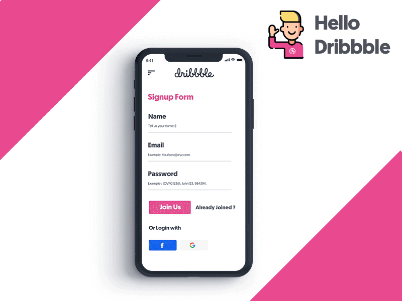 Hello Dribbble! button dribbble forms hello icons invite light login signin signup