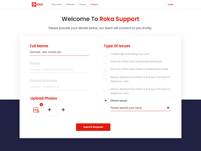 Support Page Form