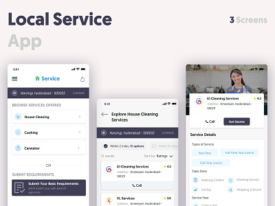 Local Service App household mobile app mobile ui service app typogaphy ux wireframes
