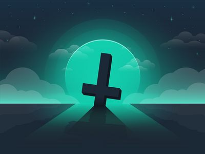 Cross of St. Peter art christianity colors cross edgy flipped illustration moon religion sun vector water