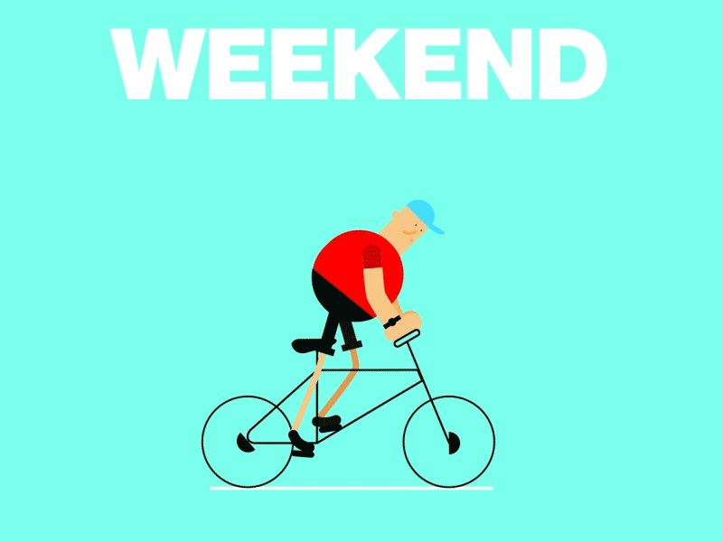 Weekend!!!!!! adobe after aftereffect animation bicycle character gif loop man motion sport weekend