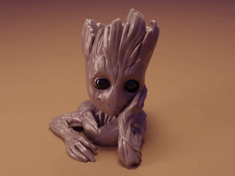 3d Groot Growing Animation