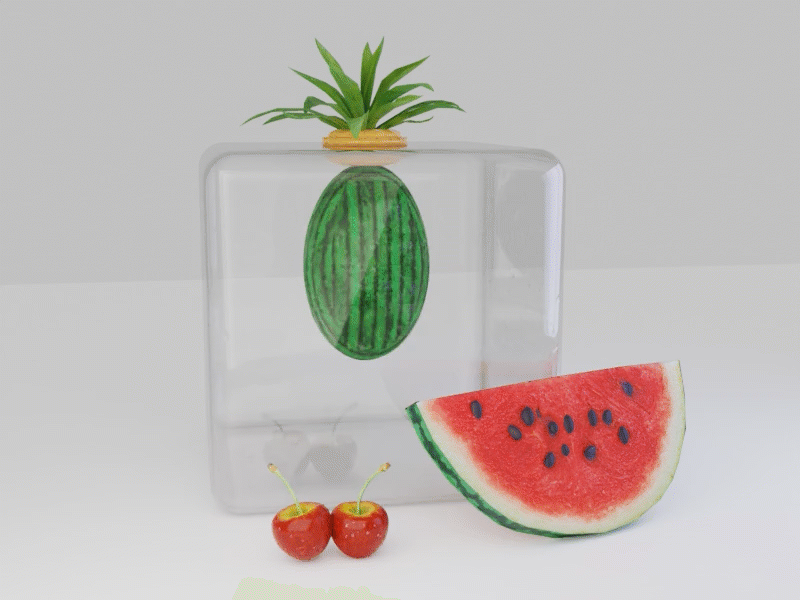 Watermelon inside Box 3d animation blendar dashboard fruits ios landingpage login mobile ui inspirationuiux web wwatermelon