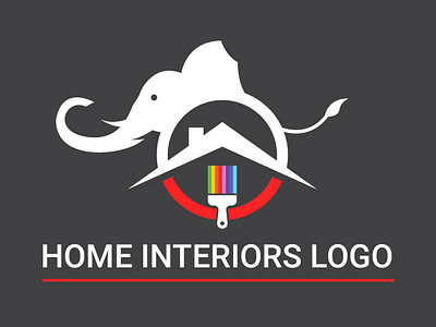 Home Interiors Logo android branding colorful creative elephant home house ios logo paint ui website