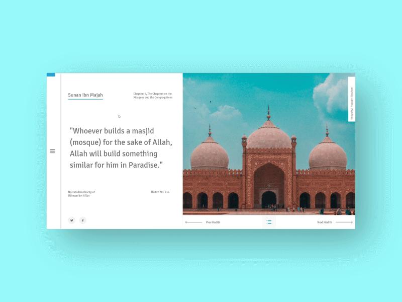 Home Here animation blue book card clean design greeting card hadith interaction design islam kitab masjid minimalist modern muslim read simple ui ux web