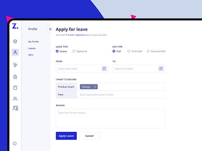 Apply Leave by Mairaj Saifi for Quovantis on Dribbble