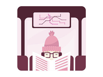 Introvert illustration introvert pink public transportation vector vector art