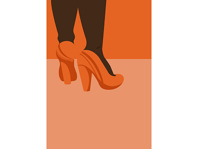 Heels art female heels illustration legs orange vector woman